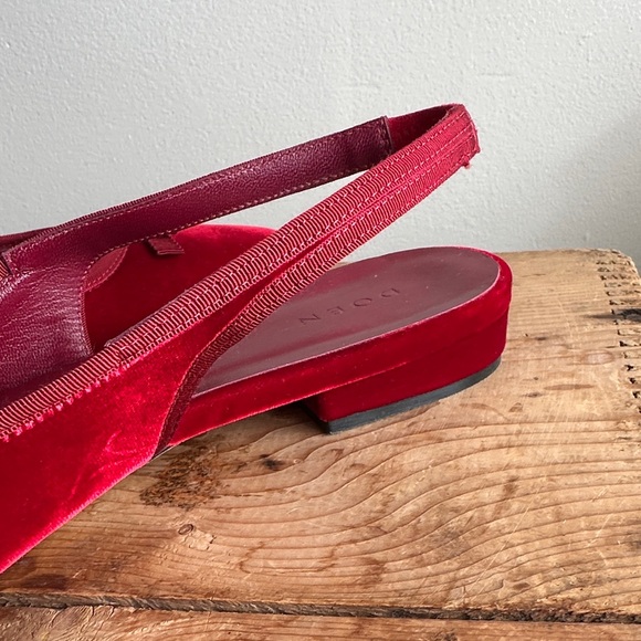 Doen Cossima Slingback Red Velvet Flats Size 41 - Picture 8 of 16